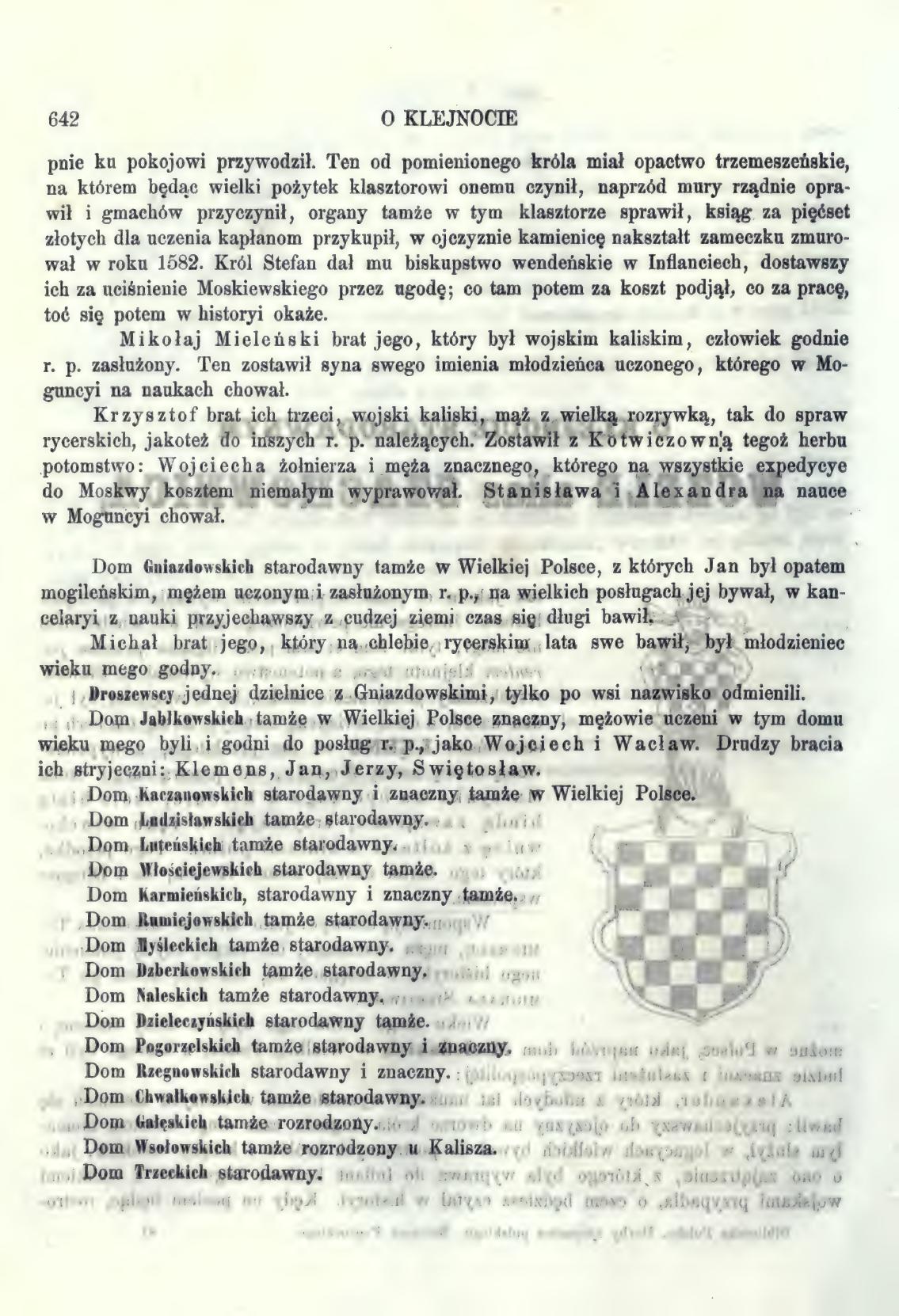 Strona 642 herbarza Paprockiego z opisem Pogorzelskich herbu Wczele